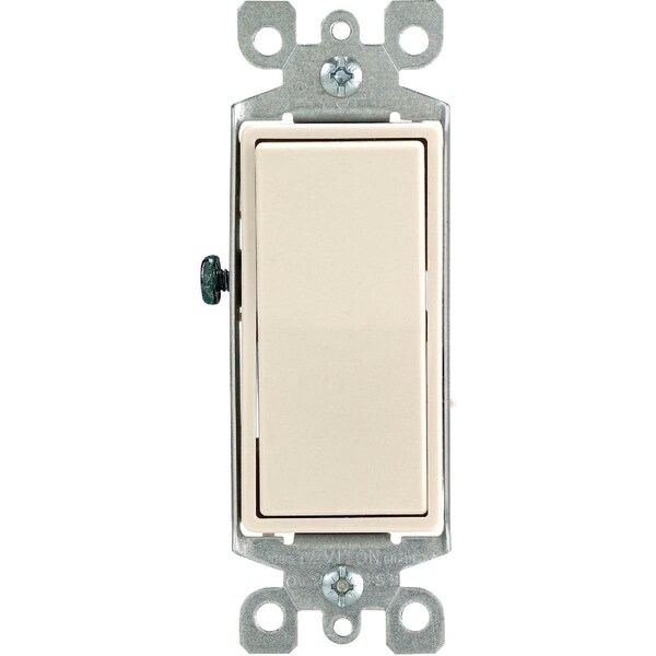 Leviton Decora Residential Grade 15 Amp Rocker Single Pole Switch, Light Almond S16-5601-2TS - main